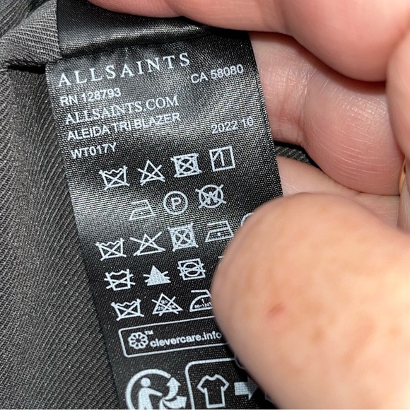 AllSaints All Saints Aleida Tri Blazer Open Black Smoke Grey Gray Size 2 NEW - Picture 8 of 15